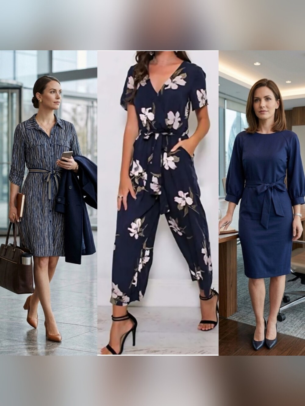 Lot of 3 Business Career Office Elegant Minimalist Dress + Ankle Jumpsuit Size S